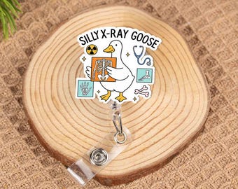 Silly X-ray Goose Badge Reel, grappig radiologiecadeau voor Rad Tech, schattige intrekbare ID-houder voor verpleegkundige, arts, dierenarts, medisch student