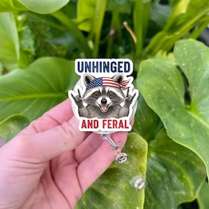 Funny Raccoon Badge Reel: Patriotic Nurse ID Holder