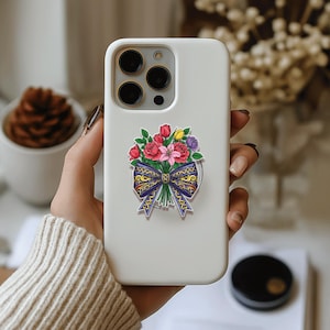 Schleifenblumenstrauß Blumen-Telefongriff - Blumenpop-Sockel, niedliches Telefonzubehör, Blumen-Liebhabergeschenk, Geschenkidee des Muttertags