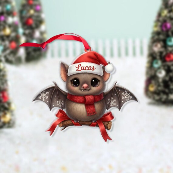 Personalized Funny And Cute Bat Christmas Ornament, Bat Light Ornament Decor,Bat