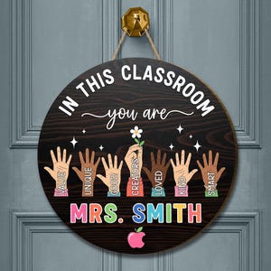 Personalized Teacher Door Hanger: Custom Wooden Classroom Sign