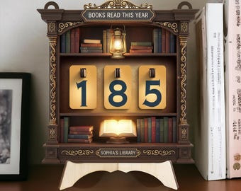Personalized Books Read This Year Counter – Custom Library Reading Tracker Gift for Book Lovers