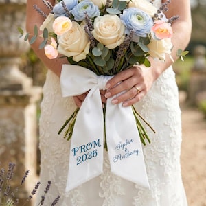 Personalized Prom Couple Bouquet Sash, Custom Name Couple Decoration