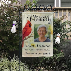 Personalized Cardinal Memorial Garden Flag: Sympathy Gift