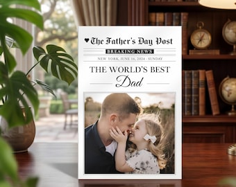 Bloque acrílico personalizado para el Día del Padre, estilo periódico, para exhibir fotos personalizadas.