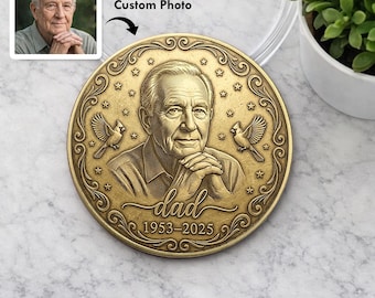 PRINTED Personalized Memorial Coin, Custom Photo Coin, Metal Portrait Keepsake