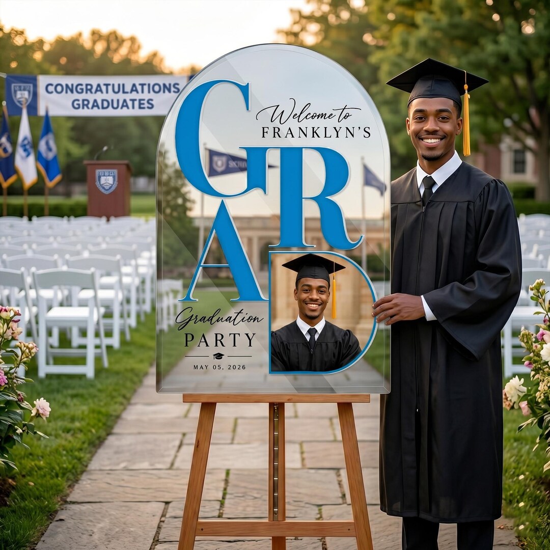 Graduation Photo Both Sign Personalized Graduation Mirror Sign, 2 Layer Arch Acrylic Sign, Custom ...