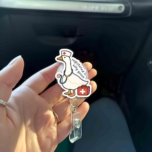 Registered Silly Goose Nurse Badge Reel | Funny RN ID Holder | Cute Retractable Medical Clip | Healthcare Worker Gift | Goose Lanyard Tag