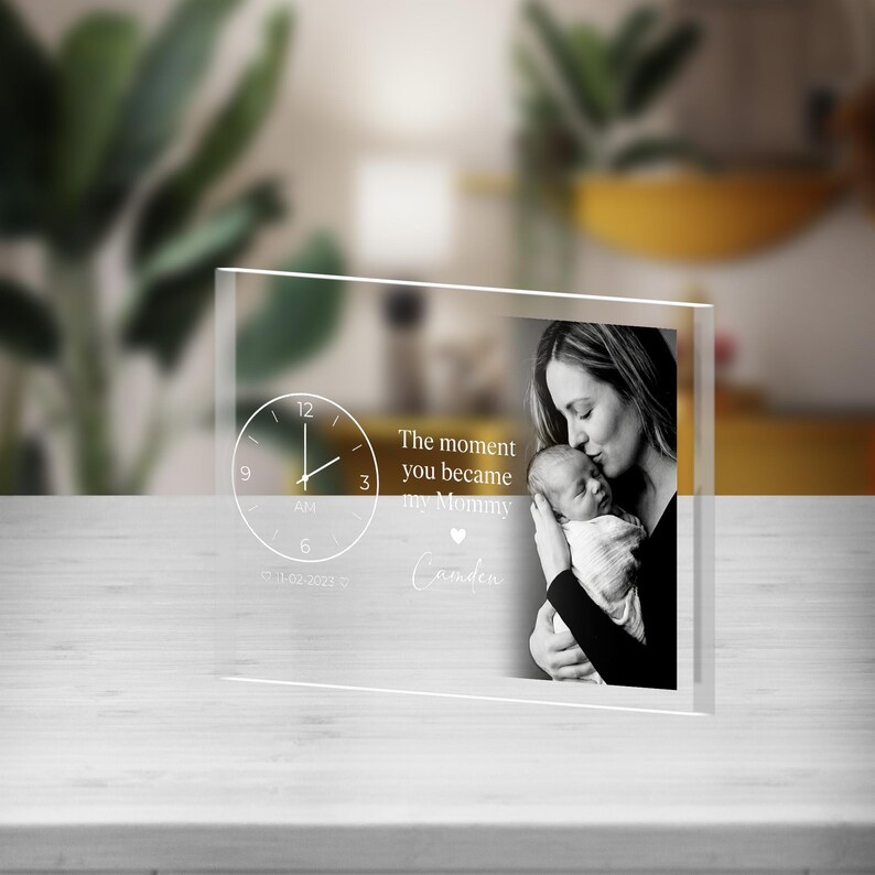 Personalized Birth Moment Acrylic Block, Custom Name Photo Display ...