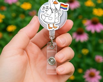 LGBT Pride Goose-badgerol | Grappige regenboog-ID-clip | Leuk LGBTQ-werkaccessoire | Intrekbare badgehouder Cadeau voor verpleegkundigen