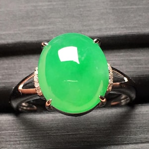 Sun Green Jade Stone Ring, 18k Dainty Gold Jadeite Gemstone Ring, Delicate Green Stone Ring, Good Luck Ring Jewelry, Wife Birthday Gift