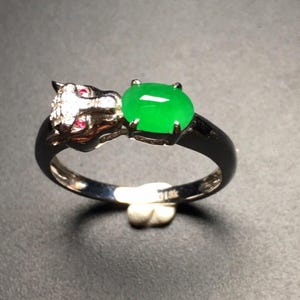 Authentic Burmese Jadeite Jade Gemstone Ring, 18k Gold Statement Ring, Natural Stone Ring, Good Luck Jewelry