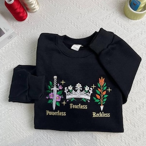 Powerless Series Lauren Roberts Embroidered Sweater, Powerless Book Fearless Book Reckless Book Sweatshirt and Hoodie, Bookish Shirt