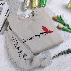 It’s Been My Honor Fourth Wing Embroidered Sweatshirt, Custom Basgiath War College, Dragon Rider, Xaden Riorson, Fantasy Reader
