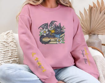 Fourth Wing Embroidered Sweatshirt,Custom Basgiath War College, Dragon Rider,Violet Sorrengail,Rebecca Yorros,Xaden Riorson,Fantasy Reader
