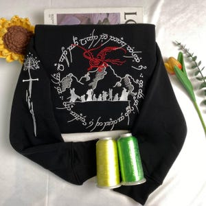 Lord of The Ring Embroidered Sweatshirt, Misty Mountains Hoodie, Bookish Gift for Men and Women, Booktok Shirt, Fantasy Reading Shirt