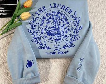 Gesticktes Sweatshirt: Der Bogenschütze, Der Fuchs, Fantasy Leser Pullover
