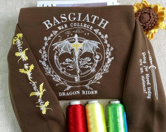 Fourth Wing Embroidered Sweatshirt: Basgiath War College Dragon Rider