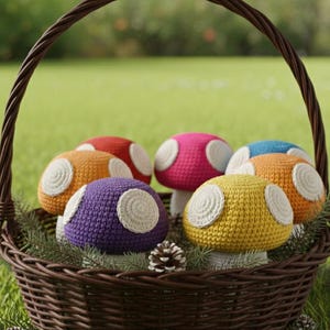 Crochet Mushroom Pattern: Toadstool Amigurumi, Cottagecore Decor (PDF Pattern)