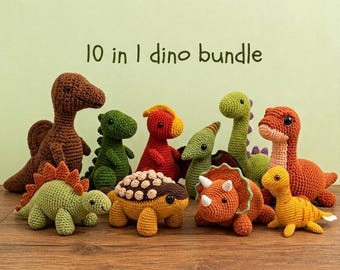 10-in-1 Low-Sew Dinosaur Crochet Pattern Bundle: Amigurumi PDF Toy
