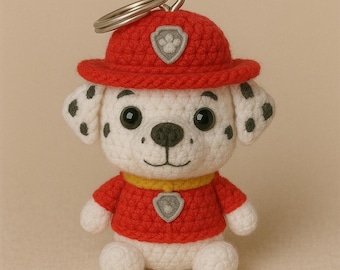 Patrón de crochet para perro dálmata: Llavero amigurumi de cachorro rescatado (Descarga PDF)