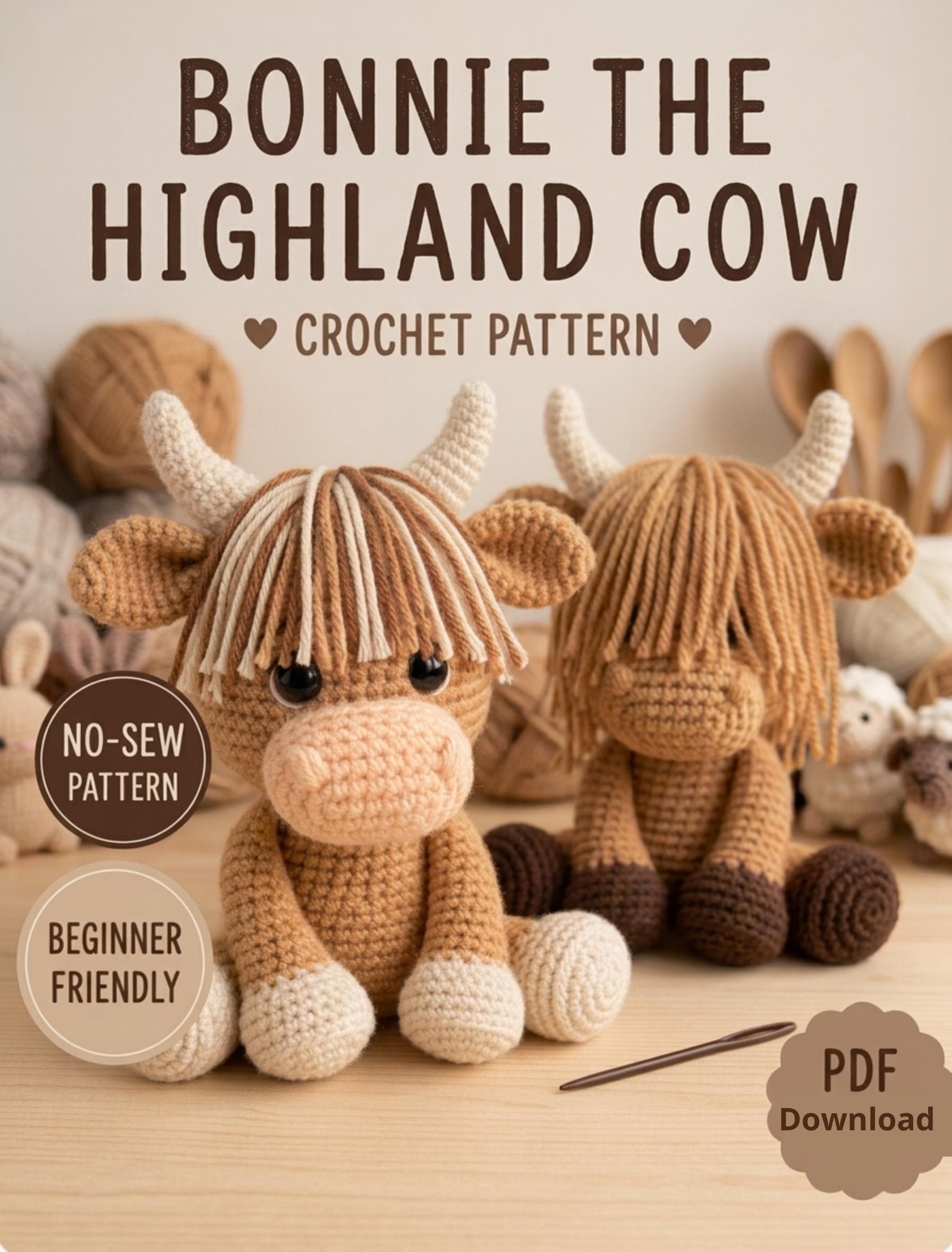 39 Highland Cow Crochet Patterns for Rustic, Fluffy Amigurumi Charm 3 Highland Cow Amigurumi Plush cow Nusery decor toy