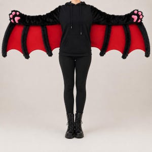 Fursuit Fladdermusvingehandskar, Pälsiga armvingar med tassar, Fuskpäls Cosplay-kostymtillbehör, Halloween-fladdermusvingar, Anpassade färger