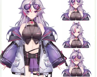 Purple Wolf VTuber Model: Violet Pulse - 12+ Swag Toggles