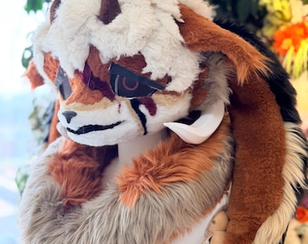 One of a Kind Kemono Fursuit Head Movable Jaw Replaceable Eyes Fantasy Creature Mask Furry Cosplay Head