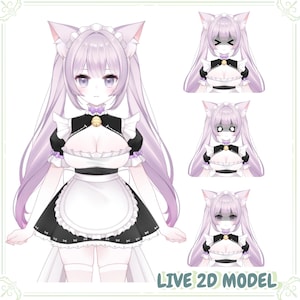 Live2D VTuber Model: Purple Pink Neko Maid - Neko Noir