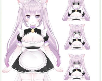 Live2D VTuber Model: Purple Pink Neko Maid - Neko Noir