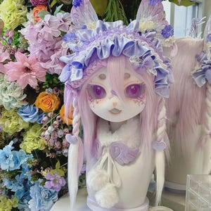 Handmade Kemono Fursuit Head: Pastel Cat Deer Cosplay Mask