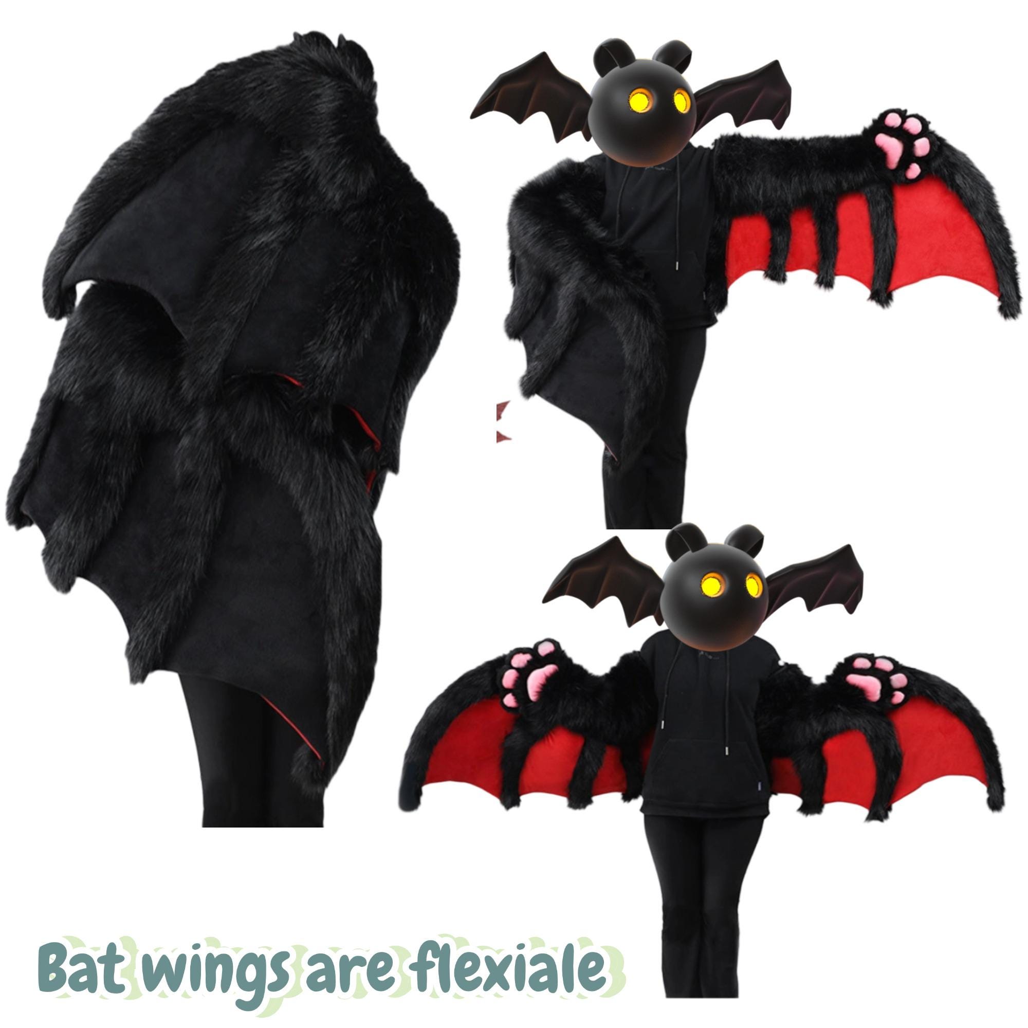 Furry Bat Wing Gloves | Articulated Fursuit Claws | Arm Wings | Cosplay ...