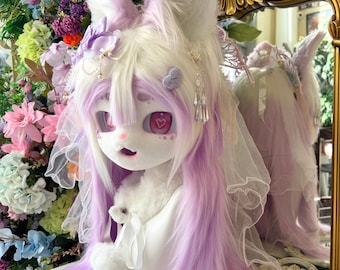 Pastel Fox Bunny Fursuit Head, Yume Kawaii Kemono Mask