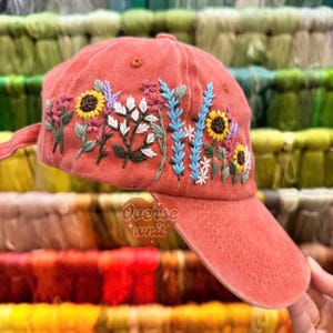 Hand Embroidery Sunflower Hat Botanical Garden Embroidered Hat Personalized Baseball Cap Floral Embroidered Demin Hat Gift For Woman