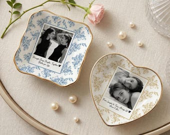 Bandeja personalizada para joyas con foto para la novia, bandeja de cerámica personalizada para baratijas, regalo de boda para la novia, recuerdo nupcial