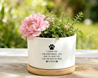 Personalized Ceramic Pet Memorial Planter Pot, Paw Print Sympathy Quote, Gift for Dog Lovers, Loss of Dog Keepsake