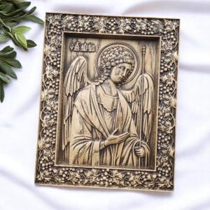 Saint Michael Icon, Archangel Michael Icon, St Michael Wall Art, Christian Warrior Icon, Defender Angel Icon, Christian Home Decor