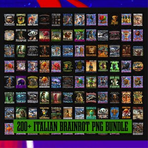 Más de 200 paquetes italianos de homenaje a Brainrot, diseño de camisa italiana Brainrot, Bombardino Crocodilo Png, Tralalero Tralala, Tung Tung Tung Sahur Png
