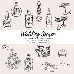100+ wunderliche handgezeichnete Getränke-Symbole | SVG & PNG | Virale Clipart | Bearbeitbar auf Canva | Sofort Download