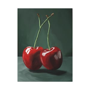 Cherry Wall Art for Art Lovers | Cherries Home Decor | Fruit Kitchen Decoration | Gift for Mom | Housewarming Oil Painting | Living Room Art