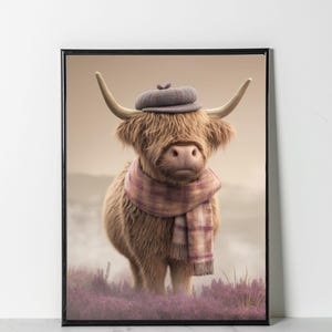 Highland Cow Wall Art Print – Rustic Farmhouse Animal Decor | Scottish Highland Cattle Poster | Highland Cow Printable Art Download