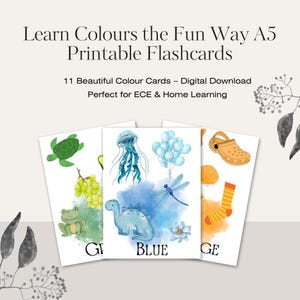 Cartões coloridos para impressão – 11 - Flashcards A5 para aprendizagem precoce e exibição visual