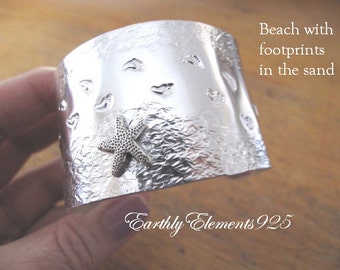 Footprints in the Sand Cuff Bracelet - Very Pretty - Inspirational