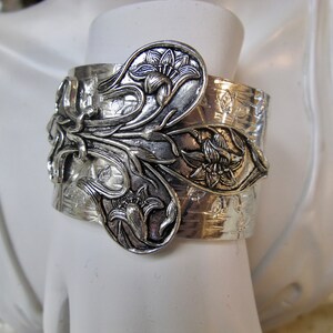 Verdigris Patina Solid Brass Victorian Butterfly Motif Cuff - View #8