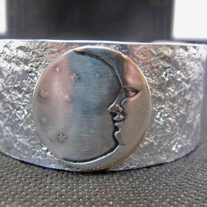 Dreamy Crescent Moon mounted on an Aluminum Cuff Bracelet - truly a Heavenly Cuff Bracelet