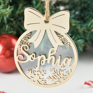 Personalized Christmas Ornaments, Custom Christmas Tree Decor, Wood Xmas decor, Laser Cut Names, Christmas Bauble,Gift Tags, Christmas Decor