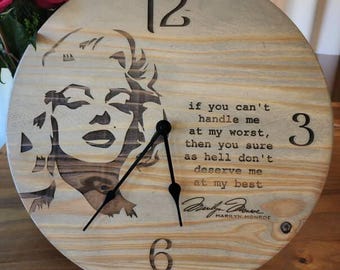 Marilyn Monroe 17.5" x 1" Engraved Wood Wall Clock