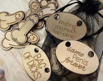 Bag of Richards - So wrong so funny Wooden Gag Gift in Pouch, Perfect for Birthday, Bachelorette, White Elephant parties and Prank lovers