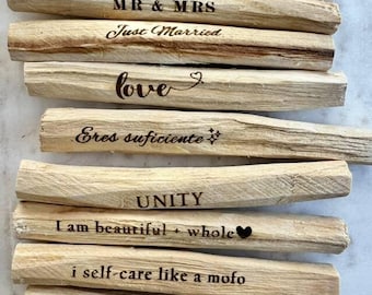 Set of 5 Personalized Palo Santo Sticks – Wedding & Shower Favors